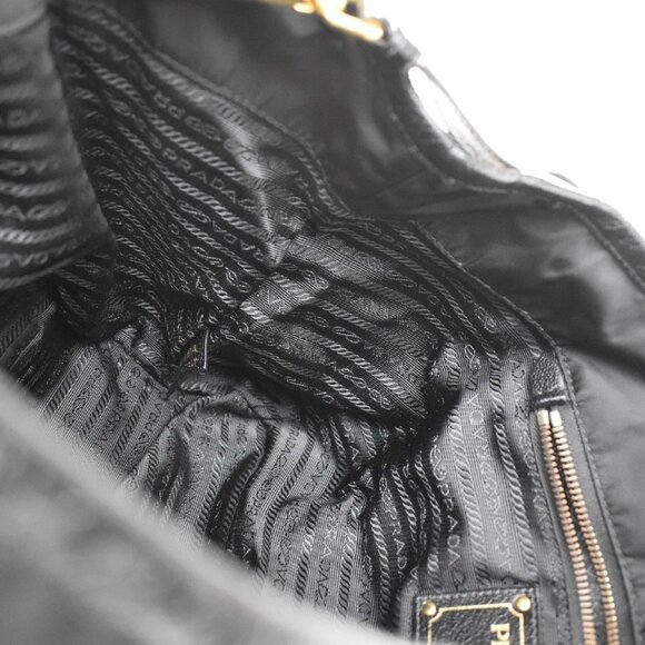 PRADA Logo Tessuto 2Way Hand Shoulder Bag Nylon Leather Black GHW Italy 87KB247 - Picture 12 of 16